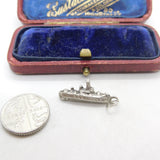 Sterling Silver Battleship Charm Pendant Vintage c1970