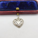 Sterling Silver Ornate Heart Charm Pendant Vintage c1970