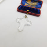 Sterling Silver Clear Glass Crucifix Cross Charm Pendant Vintage c1970