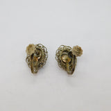Pair of .800 Silver Carved Shell Cameo Screwback Earrings Antique c1930