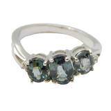 Sterling Silver 3 Oval Sapphire Twist Dress Ring Vintage c1970 Size N 1/2