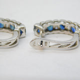 Pair of Contemporary 18ct White Gold, Sapphire & Diamond Hoop Earrings