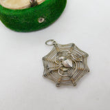 Sterling Silver Spider in the Web Charm Pendant Vintage c1970
