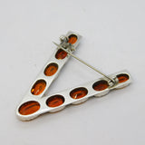 19th Century Scottish Sterling Silver 'V' Viking Style Citrine Set Brooch c1880s