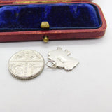 Sterling Silver & Enamel Jersey Island Map Outline Charm Pendant Vintage c1970