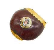 Victorian 15ct Gold & Tudor Noble Enamel Mounted Nut Vesta Case Antique 1880s