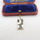 Sterling Silver and Mother of Pearl Yin Yang Charm Pendant Vintage c1970