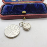 Sterling Silver Alarm Clock Charm Pendant Vintage c1970