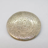 Victorian Sterling Silver Floral Decorated Sweetheart Brooch Antique c1880s