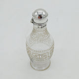 Victorian Sterling Silver Tooped Etched Glass Cayenne Pepper Pot Antique 1875