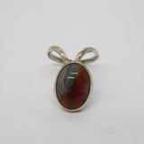Studio Sterling Silver Cabochon Moss Agate Statement Ring Vintage c1980