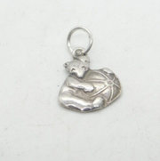 Sterling Silver Little Teddy Bear With Beach Ball Charm Vintage c1960