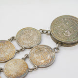 Victorian Sterling Silver Maudy Money Coin Bracelet Antique 1889