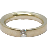 Sterling Silver White Topaz Modernist Band Ring Vintage c1970 Size N 1/2