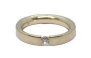 Sterling Silver White Topaz Modernist Band Ring Vintage c1970 Size N 1/2