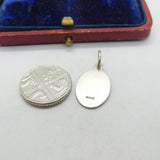 Sterling Silver Floral Small Tag Form Charm Pendant Vintage c1970