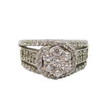 Sterling Silver CZ Cluster Centre Split Band Dress Ring Vintage c1990 Size L 1/2