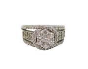 Sterling Silver CZ Cluster Centre Split Band Dress Ring Vintage c1990 Size L 1/2