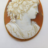 Victorian Large Carved Shell Classical Goddess Cameo Antique c1850s
