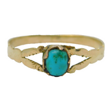 Victorian 12ct Yellow Gold & Turquoise Dress Ring Antique c1900s
