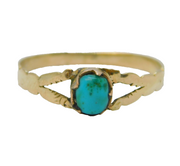 Victorian 12ct Yellow Gold & Turquoise Dress Ring Antique c1900s