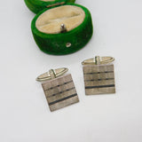 Sterling Silver Engine Turned Square Cufflinks Vintage c1970