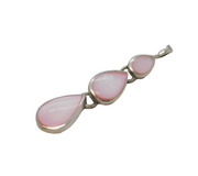 Sterling Silver Pink Mother of Pearl Drop Charm Pendant Vintage c1970s