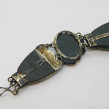 19th Century Scottish Sterling Silver & Carved Agate Panel Bracelet Antique