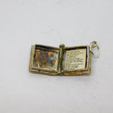 Sterling Silver Opening Bible With Lords Prayer Charm Pendant Vintage c1970