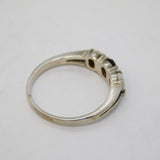 Sterling Silver, White Opal & Garnet Set Dress Ring Vintage c1970s