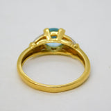 18ct Yellow Gold, Blue Zircon & Diamond Set Dress Ring Vintage c1970s