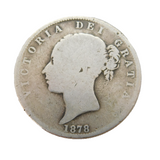 Queen Victoria .925 Silver Half Crown Coin Antique 1878 Fair Condition