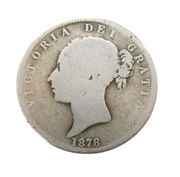Queen Victoria .925 Silver Half Crown Coin Antique 1878 Fair Condition