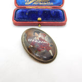 Sterling Silver Painted Regency Child Brooch Antique c1940 Art Deco