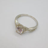 Sterling Silver Sparkling CZ Cross Over Band Dress Ring Modern c2000 Size Q