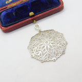 Sterling Silver Modernist Floral Panel Form Charm Pendant Vintage c1970