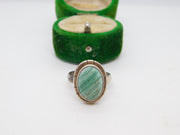 Sterling Silver Malachite Cabochon Ring Vintage c1970 Size K UK
