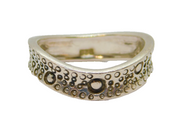 Sterling Silver Circles Pattern Wavy Band Ring Vintage c1970 Size P 1/2