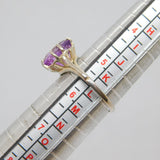 Sterling Silver Faceted Amethyst Solitaire Dress Ring Vintage c1970 Size K 1/2