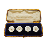 Art Deco Boxed Set of 9ct Gold & Pearl Set Dress Buttons Antique c1920s