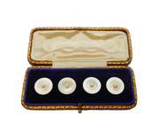 Art Deco Boxed Set of 9ct Gold & Pearl Set Dress Buttons Antique c1920s