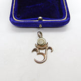 Sterling Silver Shell Set Arabic Charm Pendant Vintage c1970