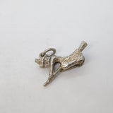 Sterling Silver Witch on the Broom Charm Pendant Vintage c1970