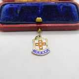 Sterling Silver and Enamel York Travel Shield Charm Pendant Vintage c1970