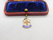 Sterling Silver and Enamel York Travel Shield Charm Pendant Vintage c1970