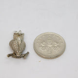 Sterling Silver Owl On Perch Charm Pendant Vintage c1970