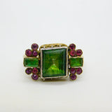 18th Century 18ct Gold, Green Paste, Ruby Mourning Ring Antique c1790