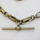 19th Century White Metal Floral Pattern Cable Link Watch Chain Antique c1880s