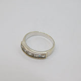Sterling Silver Paste Set Half Eternity Band Ring Vintage c1970 Size J