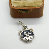 Sterling Silver and Enamel Little Panther Charm Pendant Vintage c1970